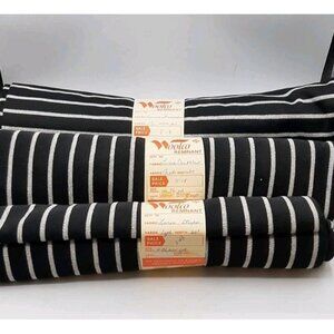 VTG Lurex Doubleknit Black with Metalic Silve Stripe Fabric NEW Woolco 4 Yards
